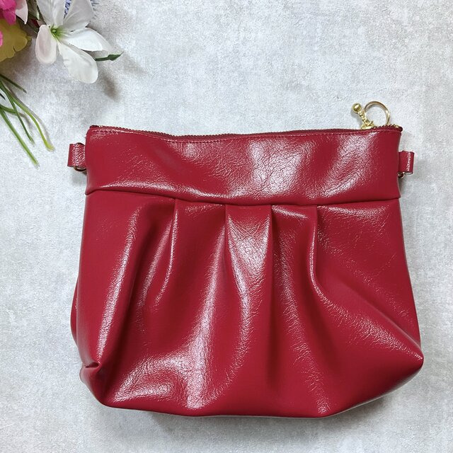 小さな恋のものがたり　レザーショルダーポシェット レッド 本革 ポシェット ショルダーバッグ 栃木レザー 全7色 NC3417V