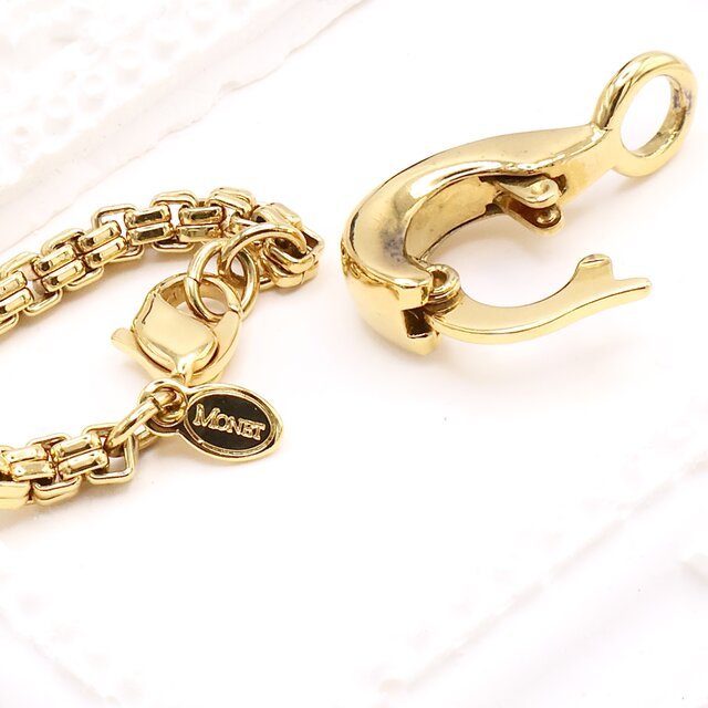 イタリア　1980年代ヴィンテージミラー　ゴールドモチーフ　遺跡風アレンジ MONET】 マルチカラージュエルブローチ装着対応 ゴールドトーン