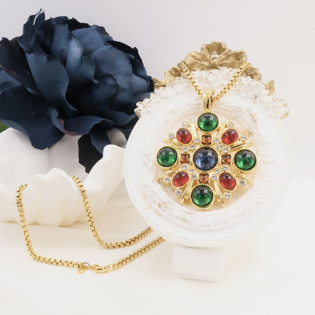 MONET】 マルチカラージュエルブローチ装着対応 ゴールドトーン