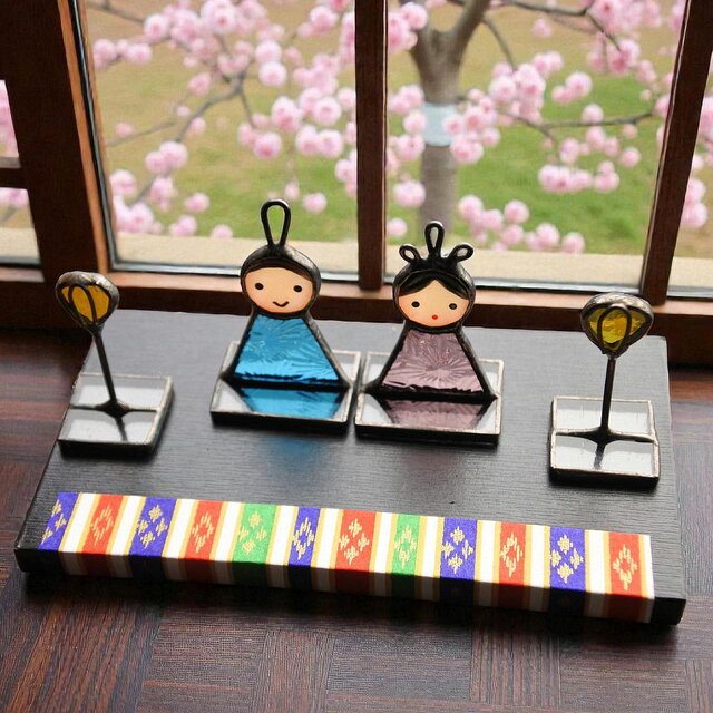 さらに小さい手のり雛 おひなさま 雛祭り 雛人形 ステンドグラス 置物