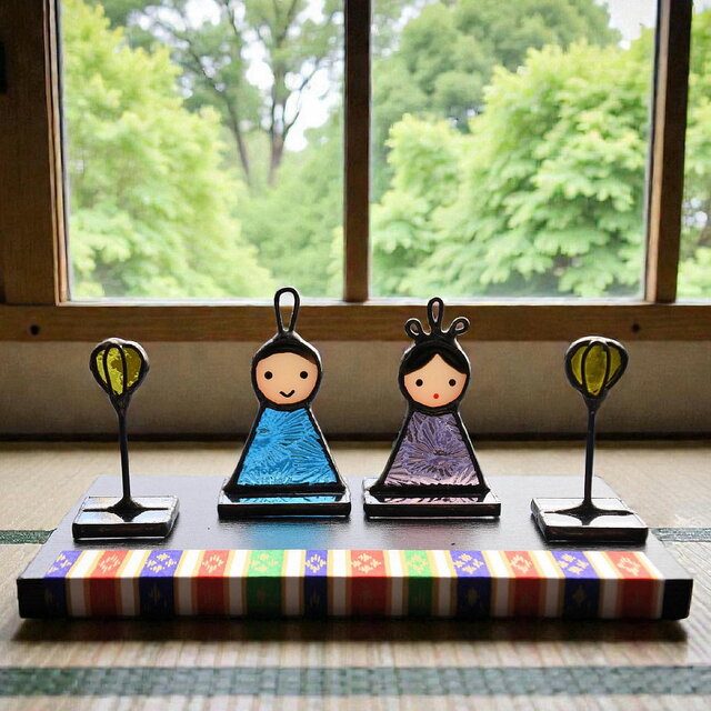 さらに小さい手のり雛 おひなさま 雛祭り 雛人形 ステンドグラス 置物