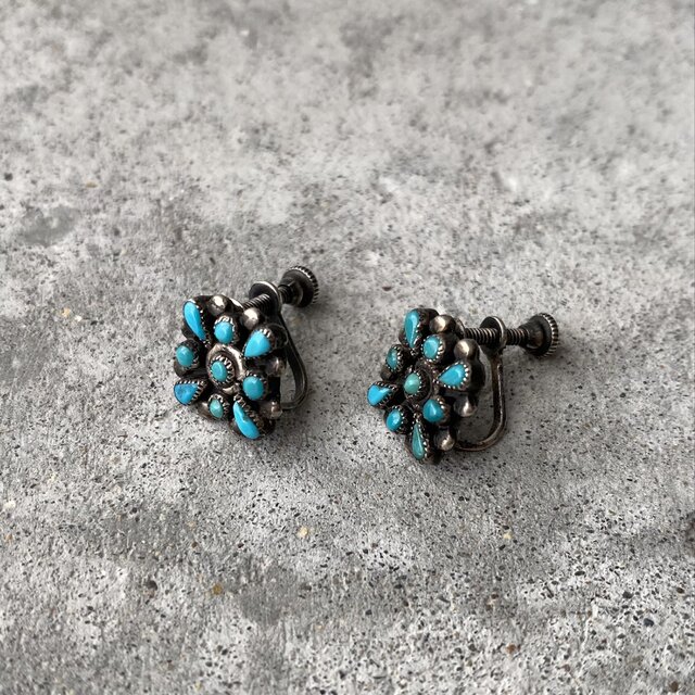 Vintage USA 30s-40s SILVER 925 natural stone turquoise earring