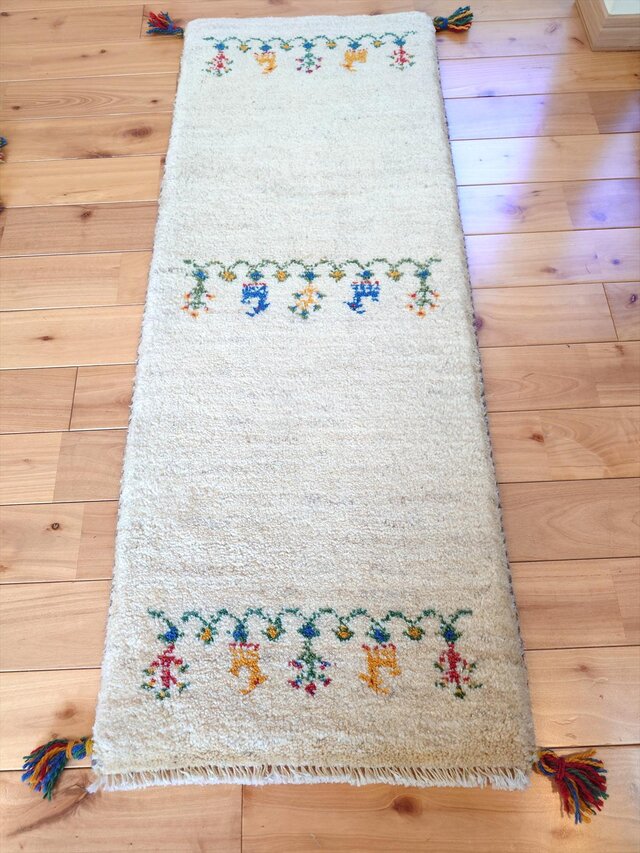 ペルシャ 手作り ランナー ラグ ブラック 2.5 x 15 フィート