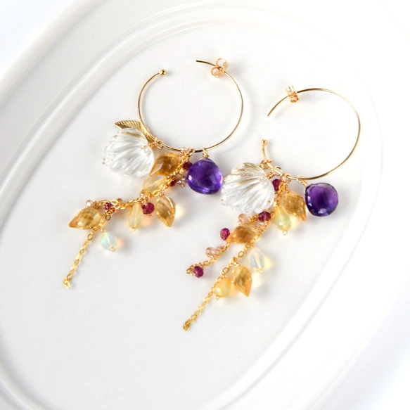 紫の芽吹き」 ― Amethyst Bloom Hoopアメジストxシトリンxフープ着せ