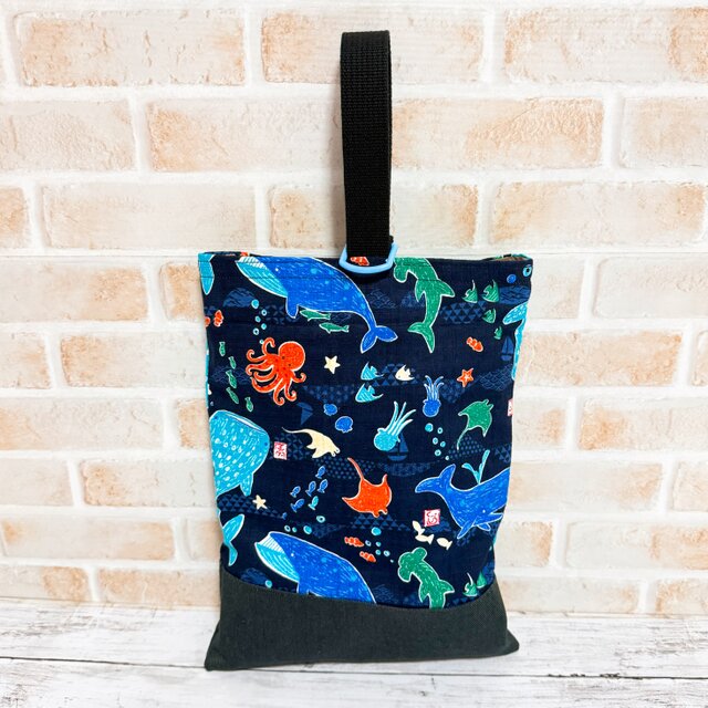 こん 手刺繍 シューズバッグ サブバッグ ティッシュケース 【2/2