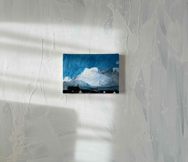 原画 油彩画「朝雲」絵画・アート・キャンバス・サムホールサイズ（16