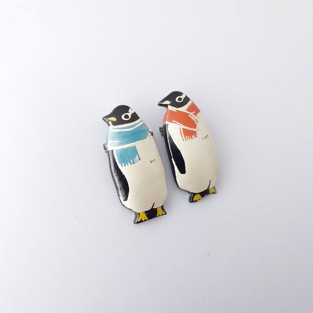 マフラージェンツーペンギン 漆ブローチ | iichi 日々の暮らしを