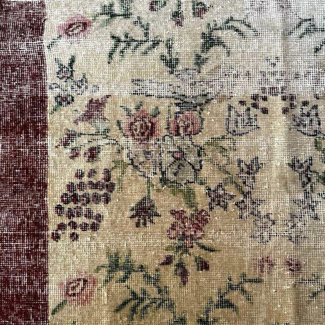 111×207 擦れシャビー 幸せな青い鳥 トルコヴィンテージラグ | iichi