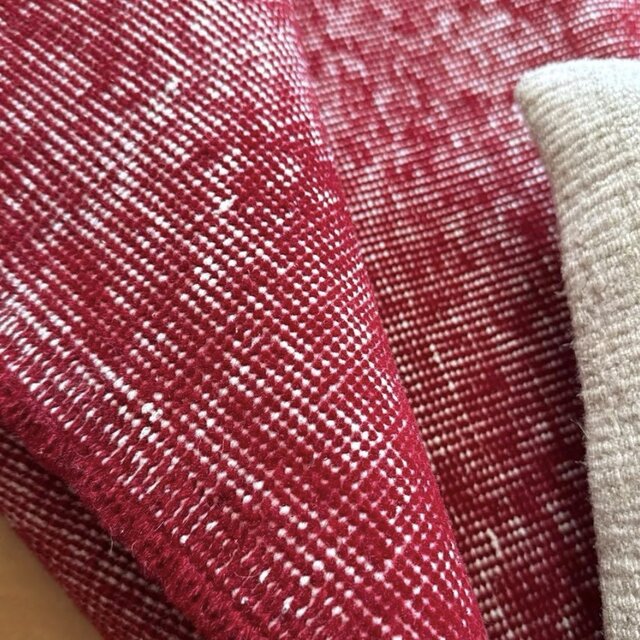 121×205 レッドオーバーダイ ワンカラーラグ トルコヴィンテージラグ