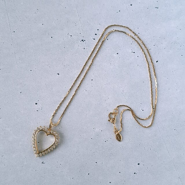 MONET》 clear rhinestone heart モネ ヴィンテージネックレス | iichi