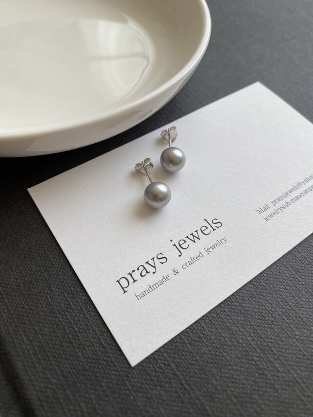 Sv フランスヴィンテージガラスパールスタッドピアス・一粒・シンプル