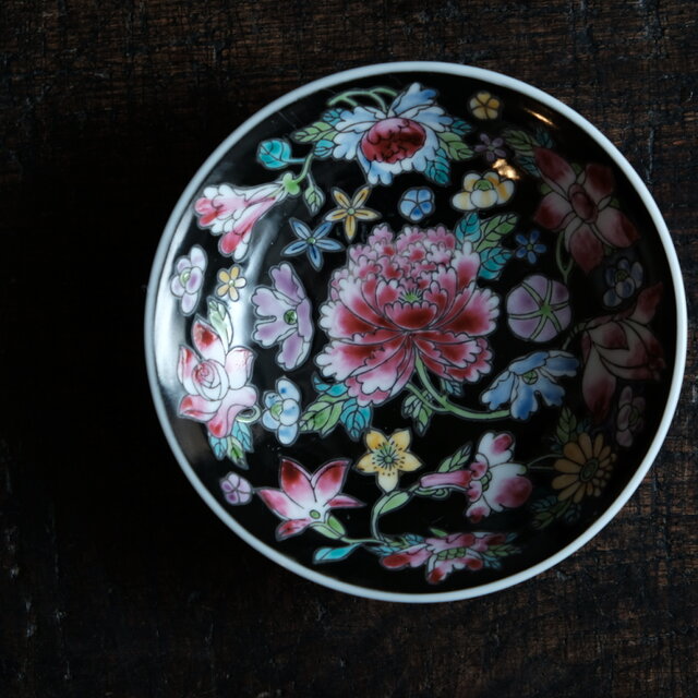シノワズリな雰囲気◇中国景徳鎮 花文色絵小皿 中華料理 チャイナ