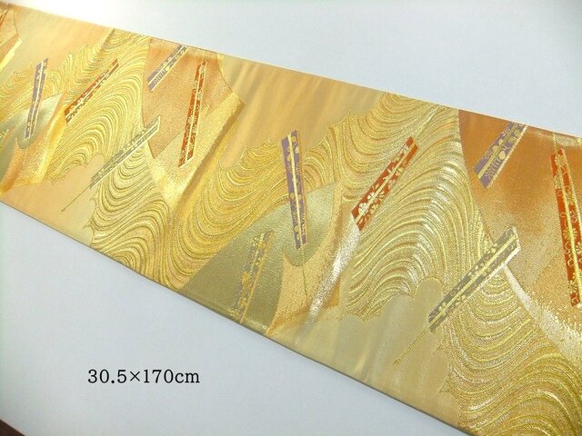 16)2423】170cm/流水扇子文様/タペストリー・テーブルランナー/和風/帯