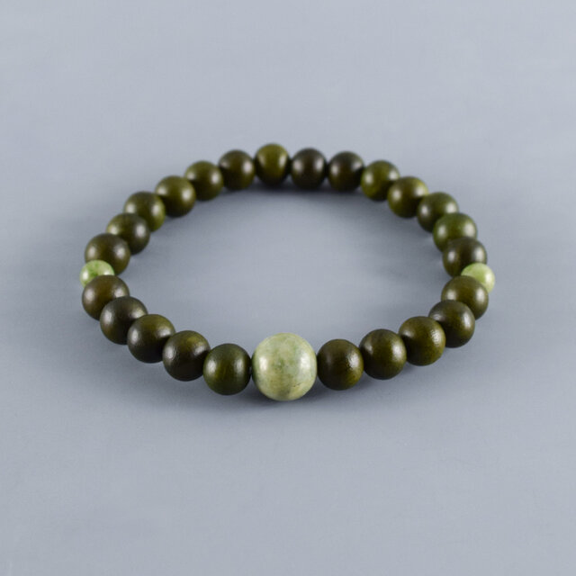 8mm 緑檀 独山玉 ブレスレット 京都 手作り 腕輪 数珠 UDA226 | iichi