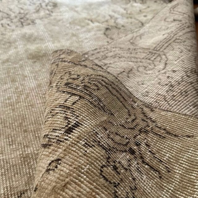 超大判150×277ナチュラルベージュ メダリオン トルコヴィンテージラグ