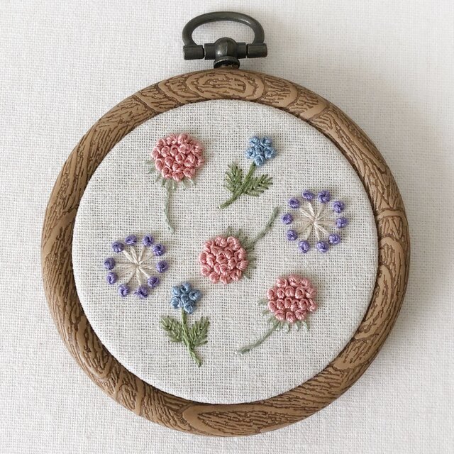 桜 刺繍 フレンチノットステッチ ハンドメイド 刺繍枠インテリア 20cm 刺繍キッ春色フレンチノットステッチの刺繍フレーム | iichi 日々の