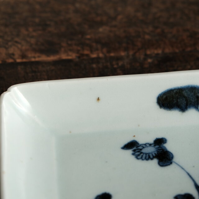 成化年製◇古伊万里 花文染付長方皿 刺身皿 骨董・antiques 古民家 古