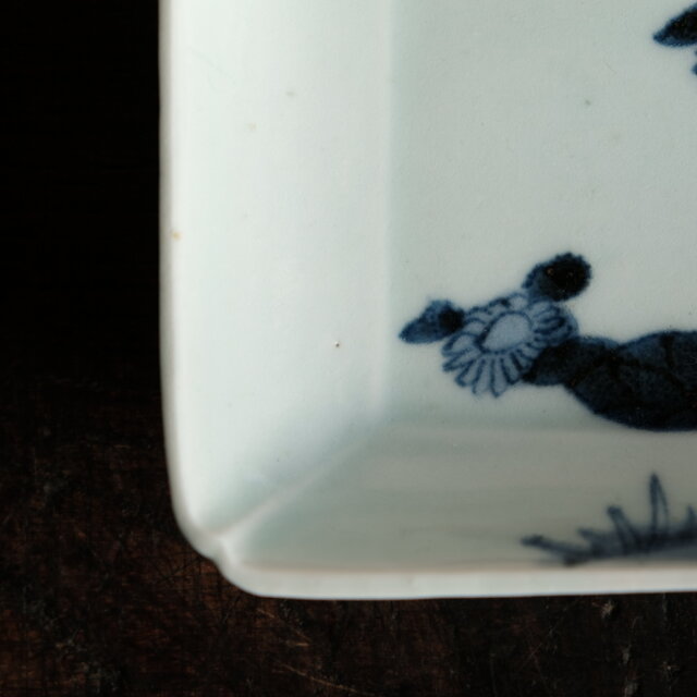 成化年製◇古伊万里 花文染付長方皿 刺身皿 骨董・antiques 古民家 古