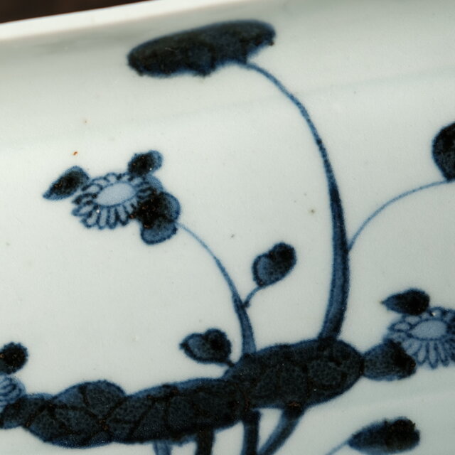 成化年製◇古伊万里 花文染付長方皿 刺身皿 骨董・antiques 古民家 古