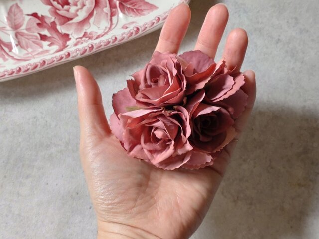 フラワーコサージュ ローズ バラ □ アンティークカラー 3色展開