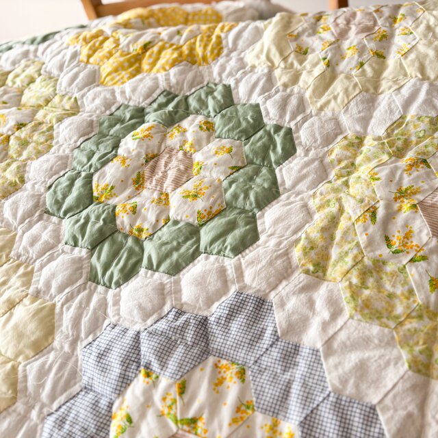ミモザ咲く＊一点ものパッチワークキルト | iichi 日々の暮らしを