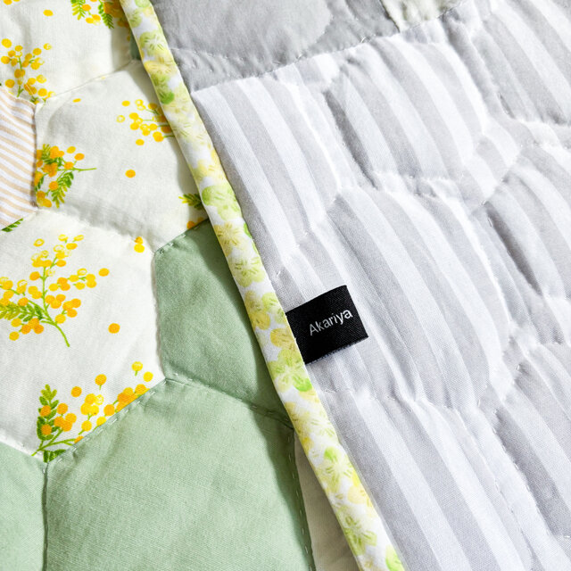 ミモザ咲く＊一点ものパッチワークキルト | iichi 日々の暮らしを