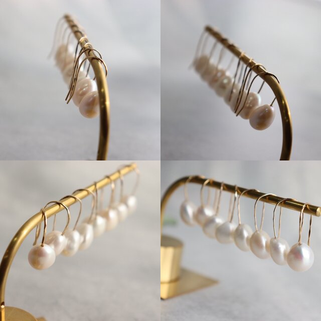 14kgf/k10YG》大粒淡水パールフックピアス〜belle larms | iichi 日々