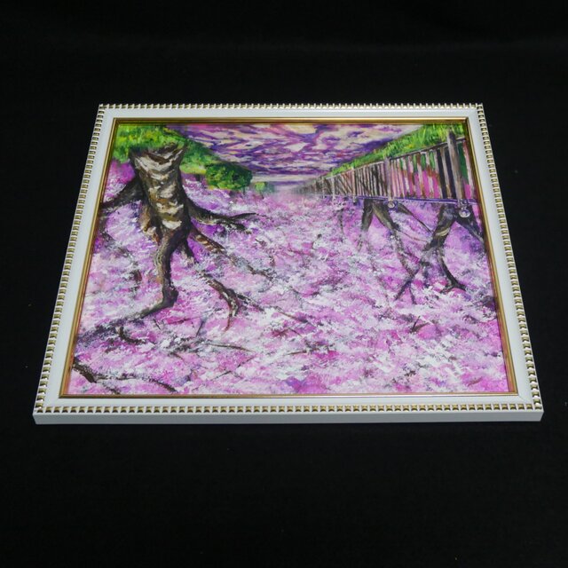 油彩画「満開の桜のトンネル」桜並木 春のインテリア | iichi 日々の