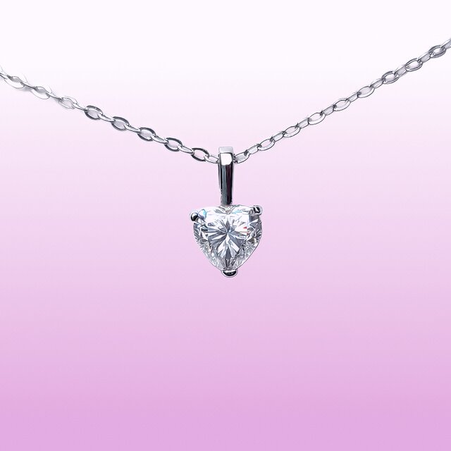 送料無料 美麗 silver925 ハート モアサナイト 一粒ネックレス | iichi