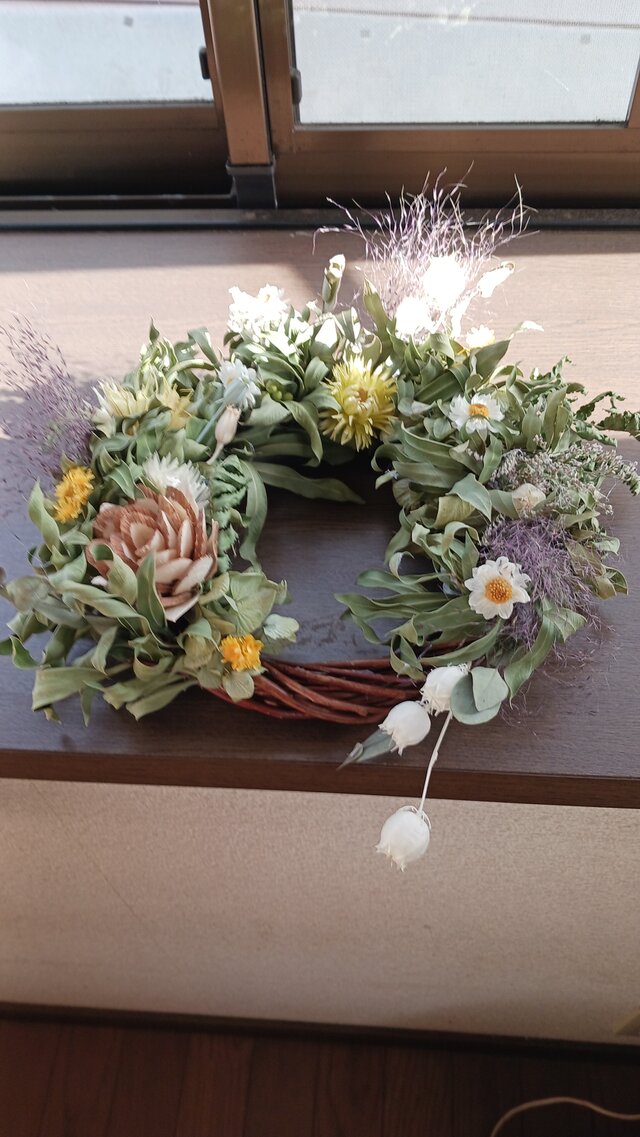 送料無料)ドライフラワーリース アンティークカラーの、 | iichi 日々