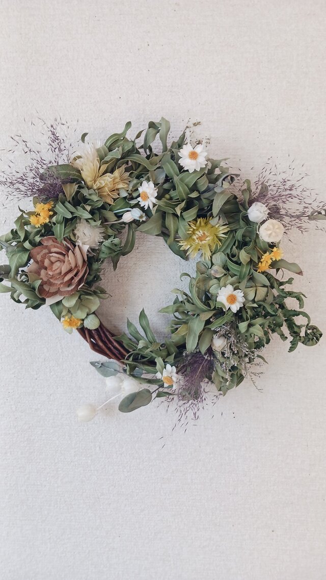 送料無料)ドライフラワーリース アンティークカラーの、 | iichi 日々
