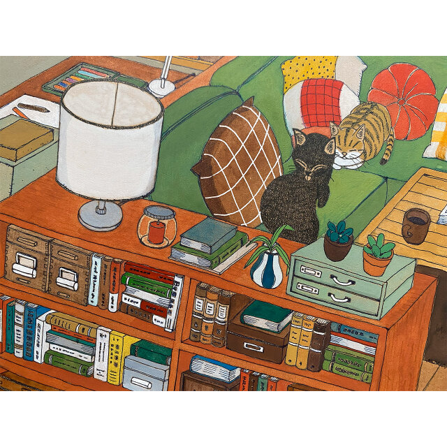 原画「くつろぐ3匹」猫イラスト | iichi 日々の暮らしを心地よくする