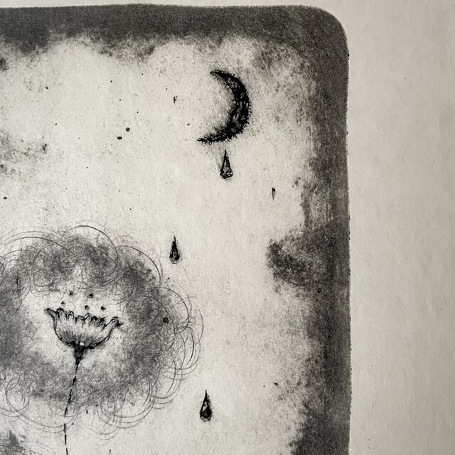 紙版画 ドライポイント『ゆたゆた。』【額入り】