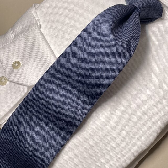 受注製作】ブルー ネイビー 無地 花柄 ネクタイ プレゼント ギフト