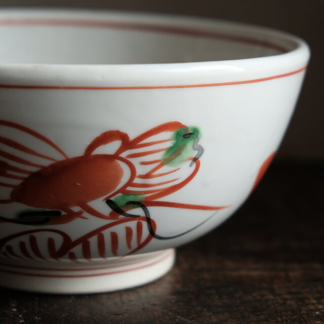 赤絵で素敵◇大きな花文様 有田焼 花文赤絵すり鉢 骨董・vintage 工芸