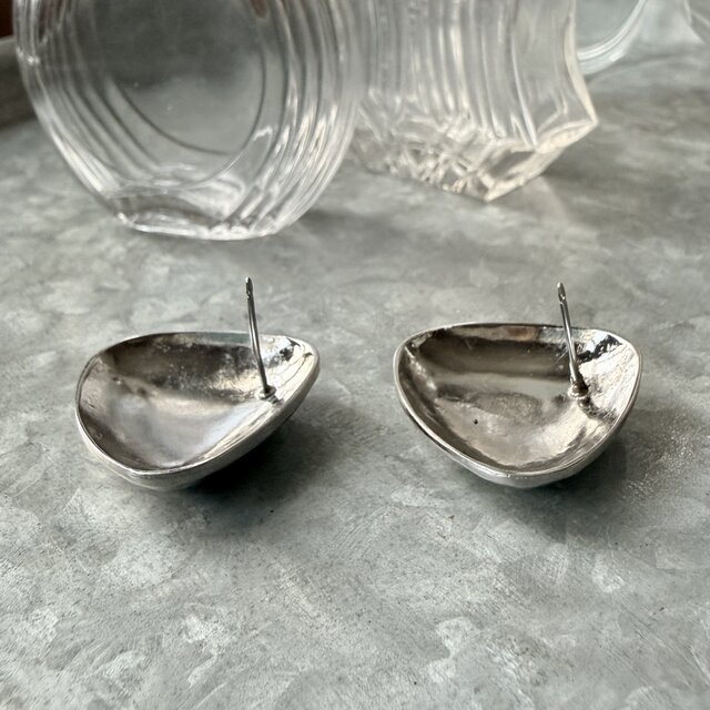 P750-ヴィンテージピアス U.S.A. 80's Silver Tone Hammered Texture