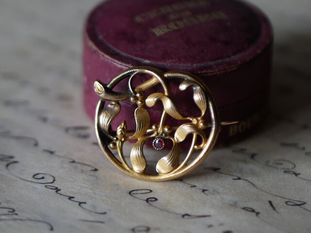 FIX ヤドリギ 宿り木 フランスアンティーク ブローチ アンティークの