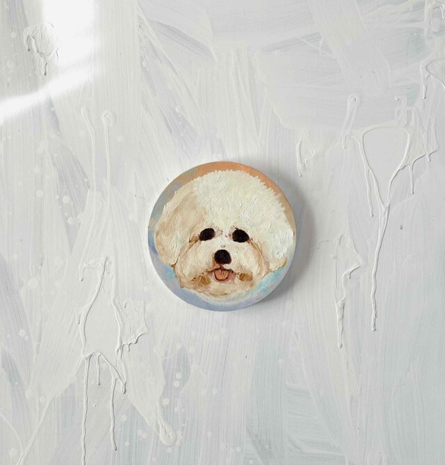 絵画 『ペロ』原画 油彩 直径20cm　犬　DOG 絵画 丸形アートパネル 絵画 『ペロ』原画 油彩 直径20cm 犬 DOG 絵画 丸形アートパネル