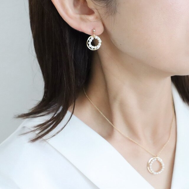 淡水パール ダブルサークルピアス/イヤリング | iichi 日々の暮らしを