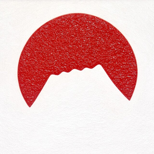 肉筆油絵○日の出の太陽と白富士がんどうあつし絵画F4号