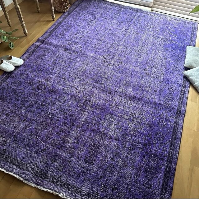 貴重超大判161.5×281ボタニカルメダリオン トルコヴィンテージラグ