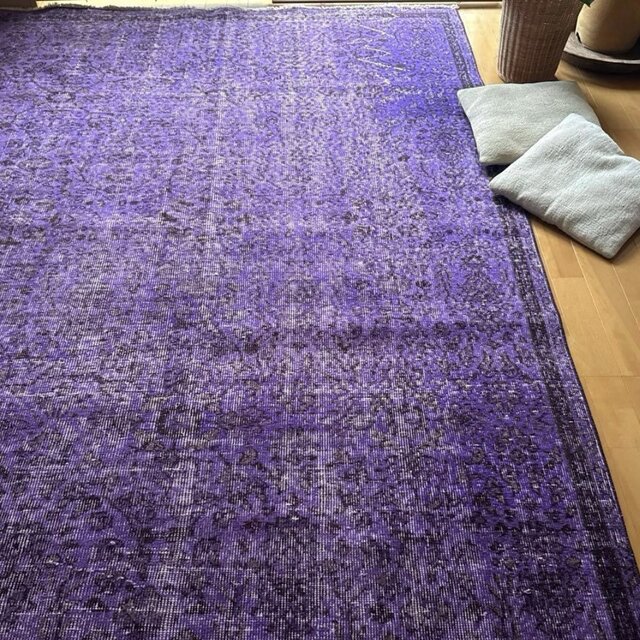 超大判167×253 パープルオーバーダイ ボタニカル トルコヴィンテージ