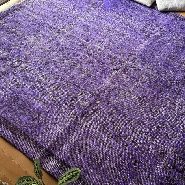 超大判167×253 パープルオーバーダイ ボタニカル トルコヴィンテージ