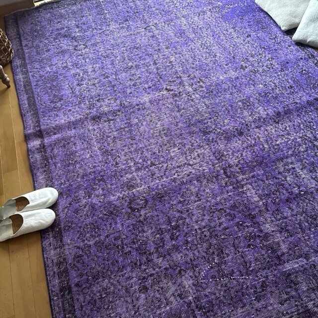超大判167×253 パープルオーバーダイ ボタニカル トルコヴィンテージ