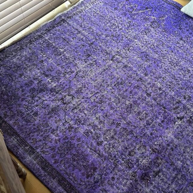 超大判167×253 パープルオーバーダイ ボタニカル トルコヴィンテージ