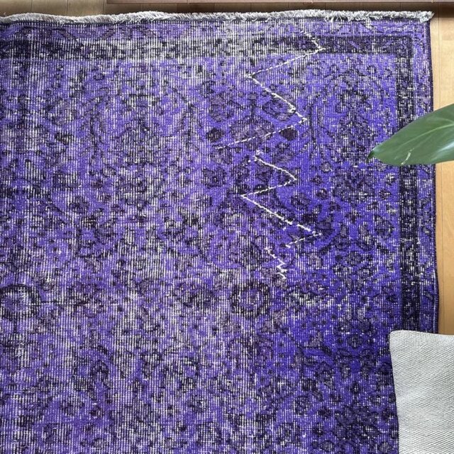 超大判167×253 パープルオーバーダイ ボタニカル トルコヴィンテージ