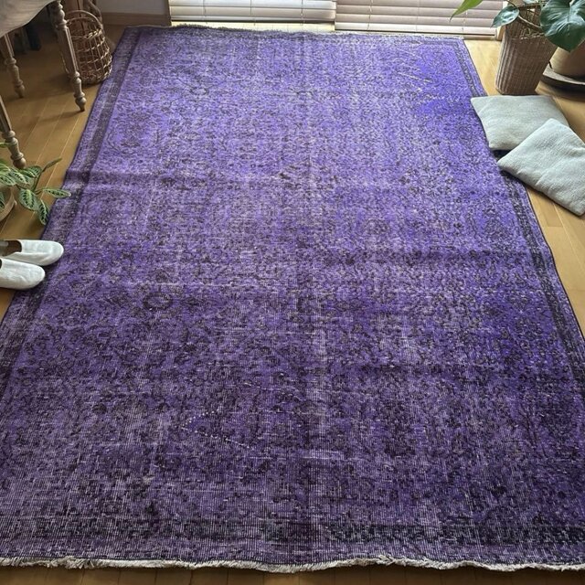 超大判167×253 パープルオーバーダイ ボタニカル トルコヴィンテージ