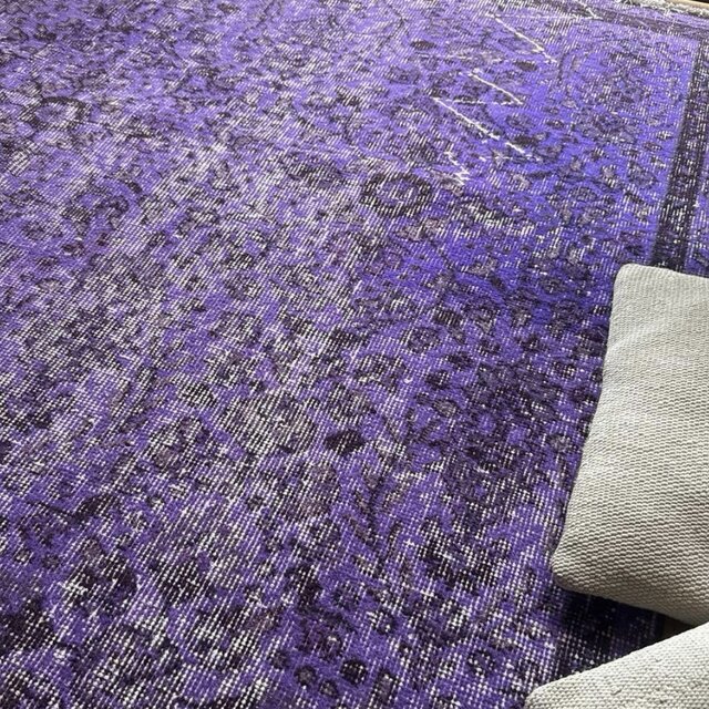 超大判167×253 パープルオーバーダイ ボタニカル トルコヴィンテージ