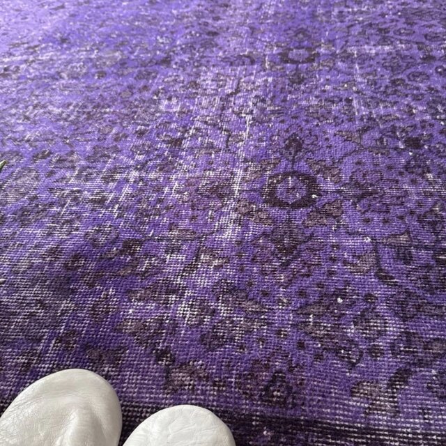超大判167×253 パープルオーバーダイ ボタニカル トルコヴィンテージ