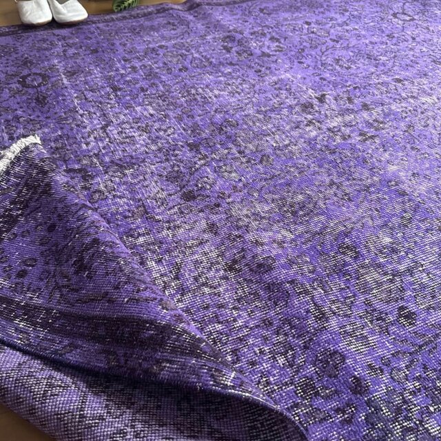 超大判167×253 パープルオーバーダイ ボタニカル トルコヴィンテージ